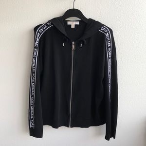 Logo Tape Stretch-Viscose Zip-Up Hoodie